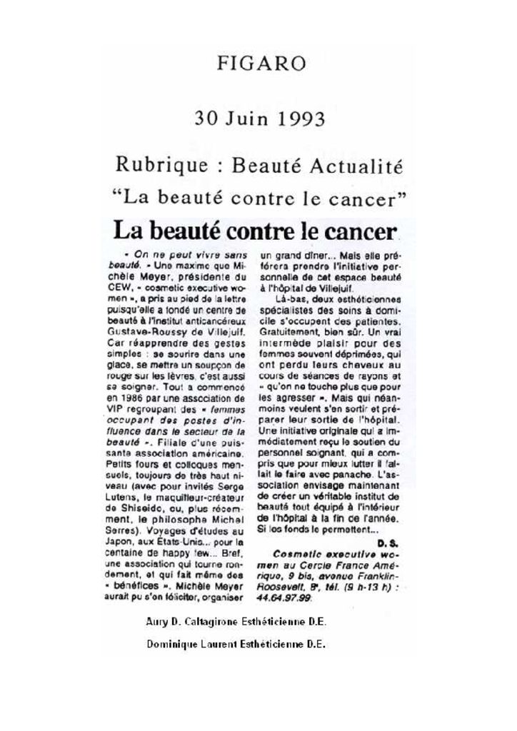 Figaro - La beauté contre le cancer
