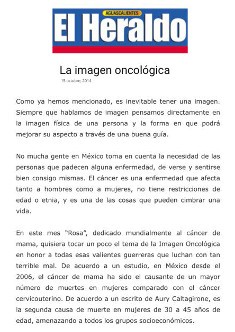 2014 - El Heraldo Aguascalientes - La imagen oncológica